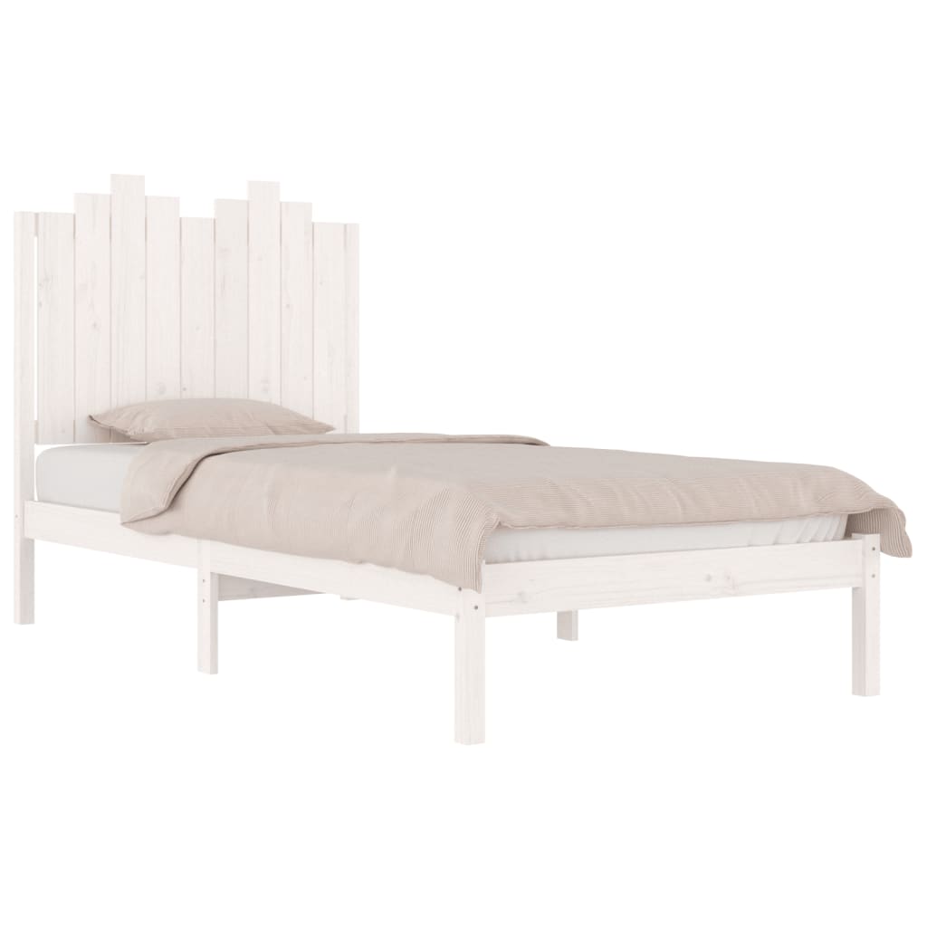 vidaXL Bedframe massief grenenhout wit 100x200 cm afbeelding