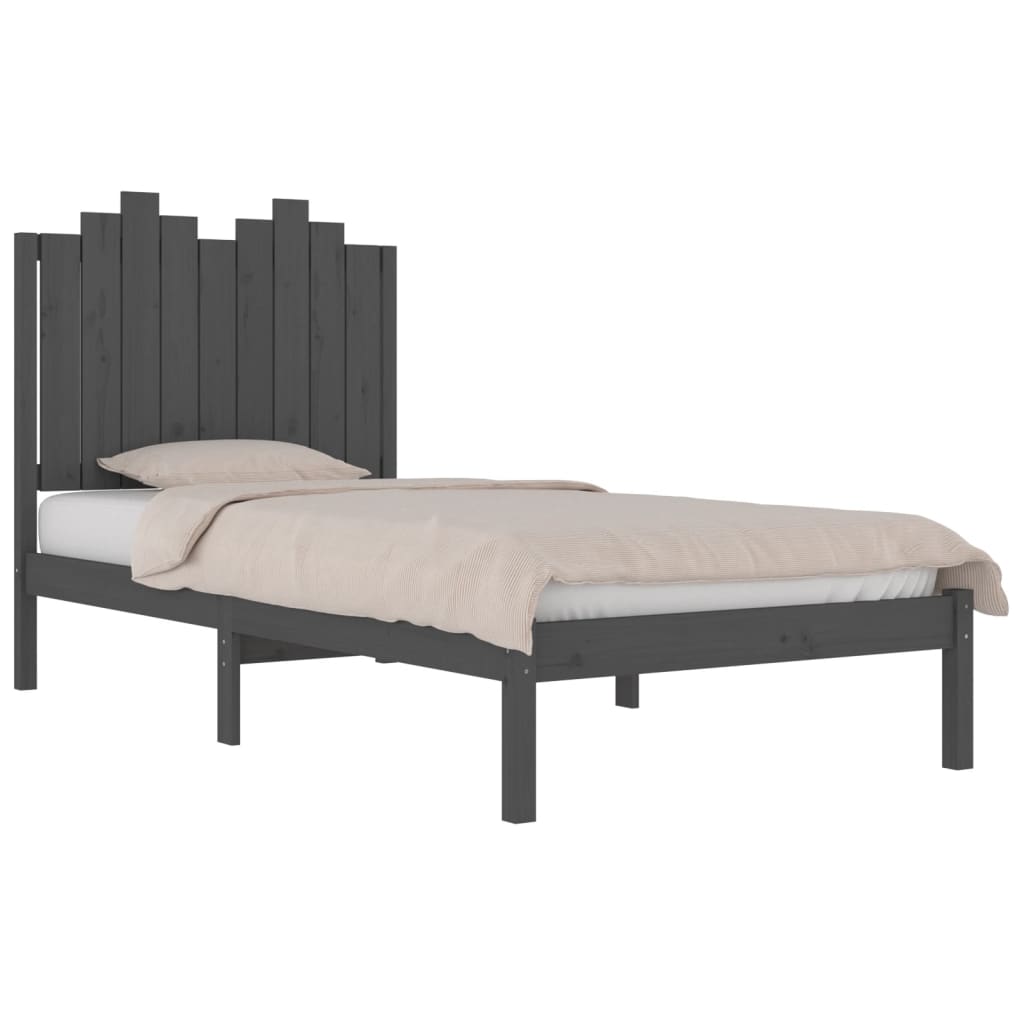 vidaXL Bedframe massief grenenhout grijs 100x200 cm