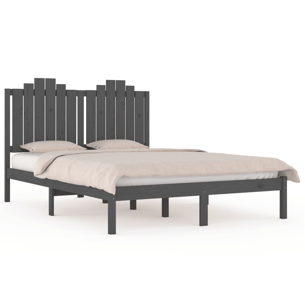 Cadru de pat, gri, 120x200 cm, lemn masiv de pin