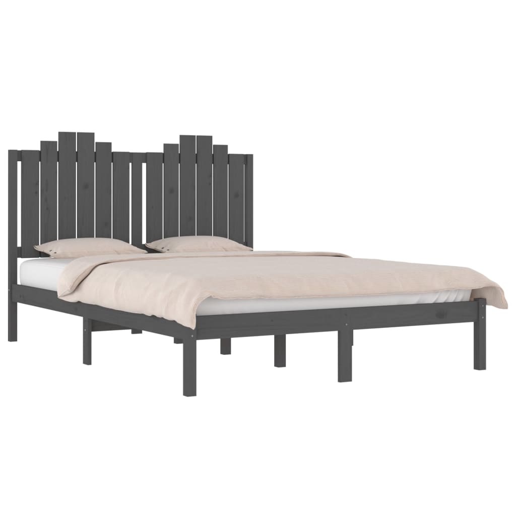 vidaXL Bedframe massief grenenhout grijs 140x200 cm