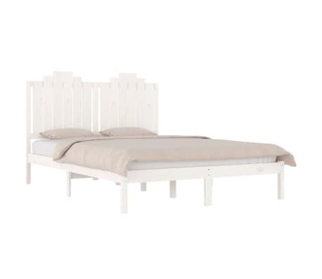 vidaXL Bed Frame without Mattress White Solid Wood Pine King Size