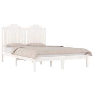vidaXL Bed Frame without Mattress White Solid Wood Pine King Size