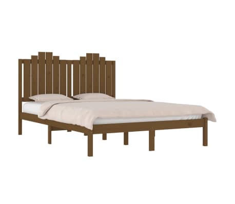 vidaXL Cadre de lit Marron miel Bois pin massif 150x200 cm Très grand