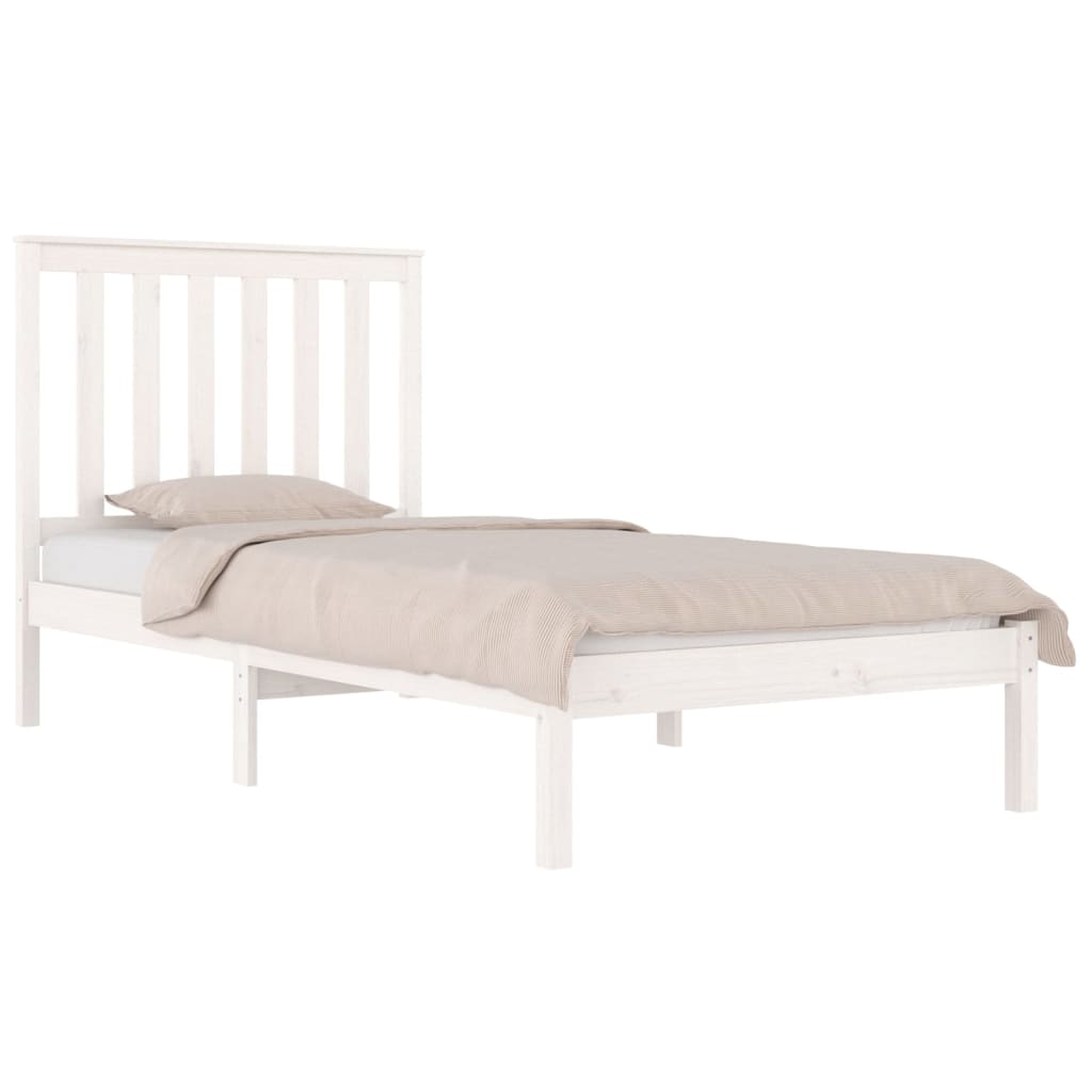 vidaXL Bedframe massief grenenhout wit 75x190 cm 2FT6 Small Single