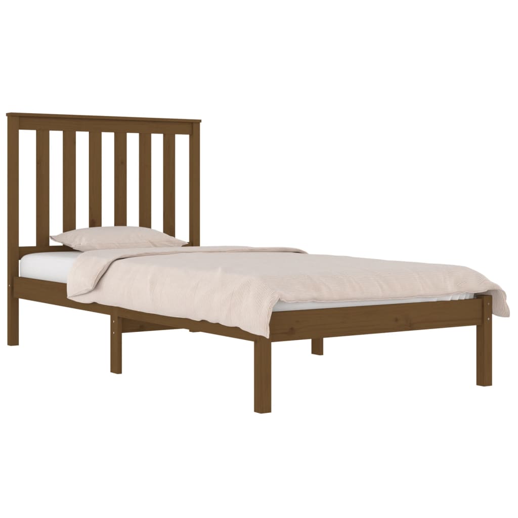 vidaXL Estrutura cama pequena solteiro 75x190 cm pinho castanho mel