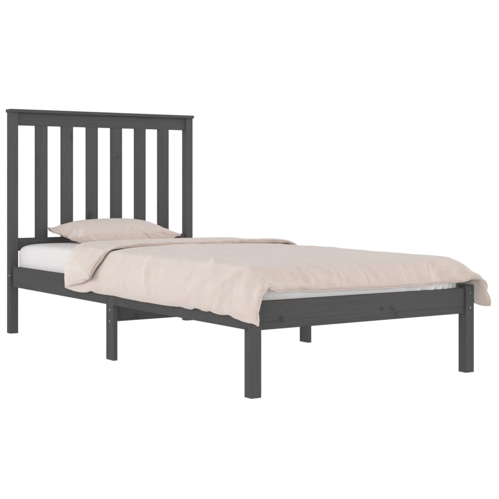 vidaXL Bedframe massief grenenhout grijs 90x190 cm 3FT Single