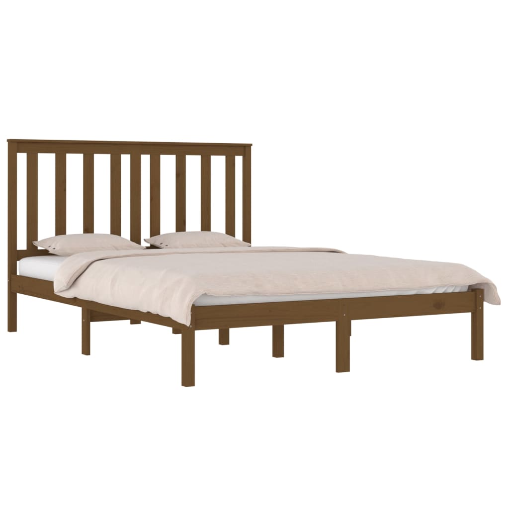 vidaXL Bedframe massief grenenhout honingbruin 135x190 cm