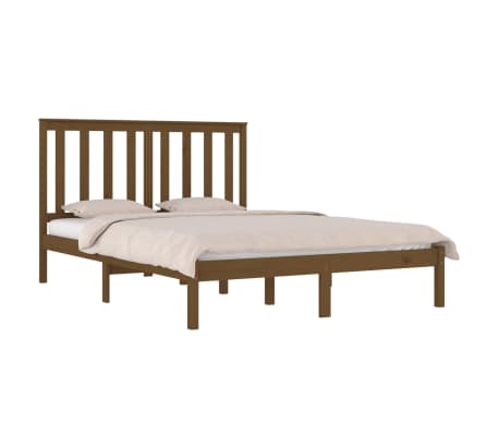 vidaXL Bedframe massief grenenhout honingbruin 135x190 cm