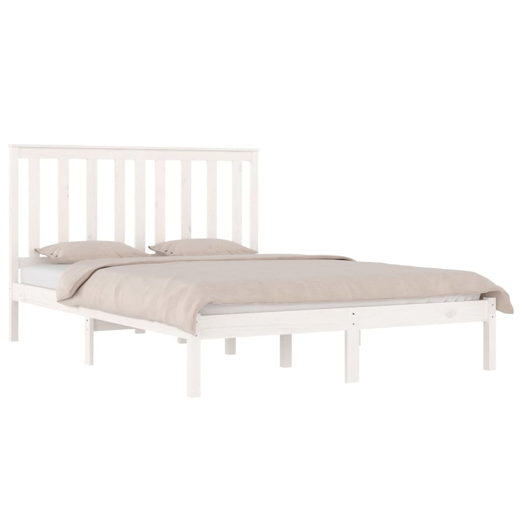 vidaXL Bedframe massief grenenhout wit 140x190 cm