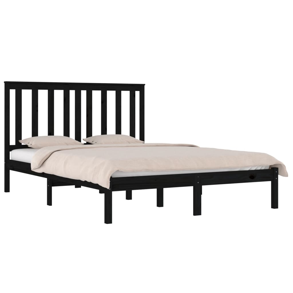 vidaXL Bedframe massief grenenhout zwart 120x200 cm