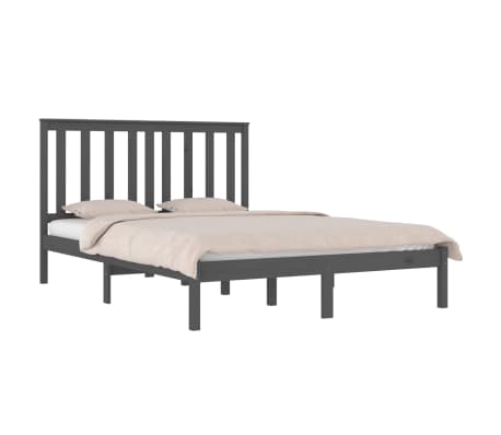 vidaXL Bedframe massief grenenhout grijs 150x200 cm