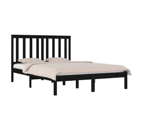 vidaXL Estructura cama madera maciza pino negra super king 180x200 cm