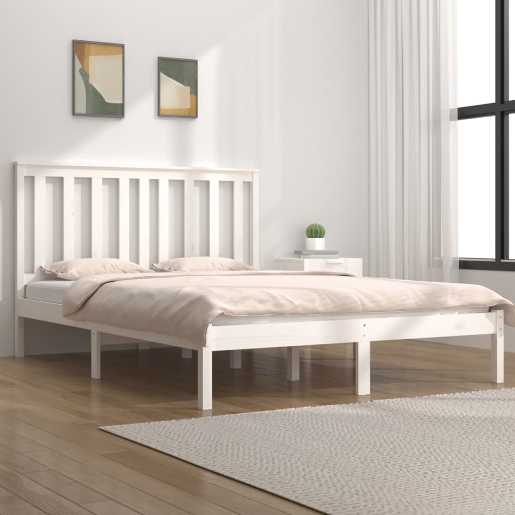 Rám postele bílý masivní borovice 200 x 200 cm