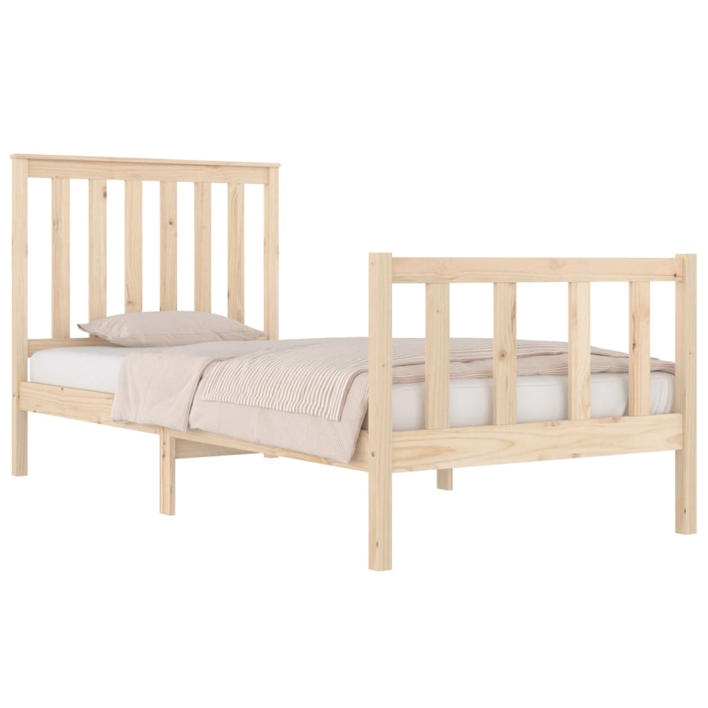 vidaXL Bedframe massief grenenhout zwart 75x190 cm afbeelding