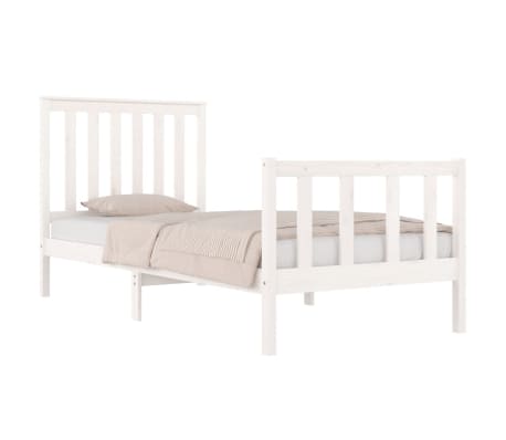 vidaXL Okvir za krevet od borovine bijeli 75x190 cm jednokrevetni
