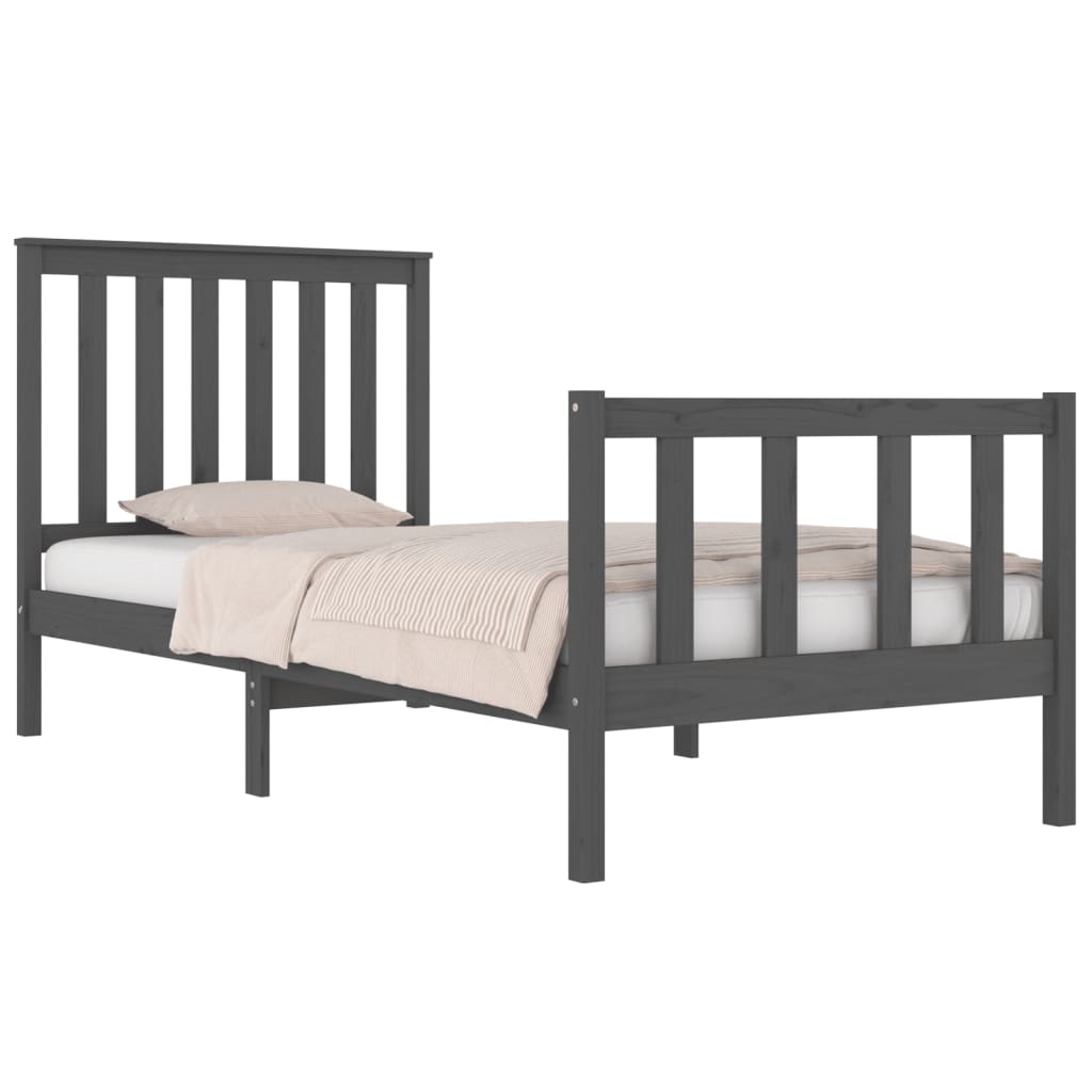 

vidaXL Bedframe massief grenenhout grijs 75x190 cm 2FT6 small single