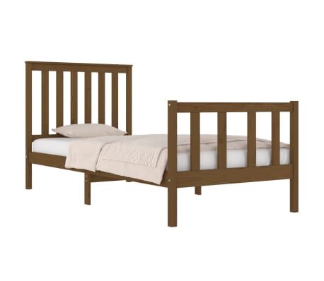 vidaXL Cadre de lit Marron miel Bois pin massif 75x190 cm Petit simple