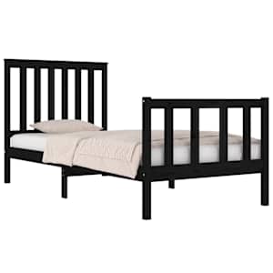 vidaXL Sengeramme svart heltre furu 75x190 cm Small Single