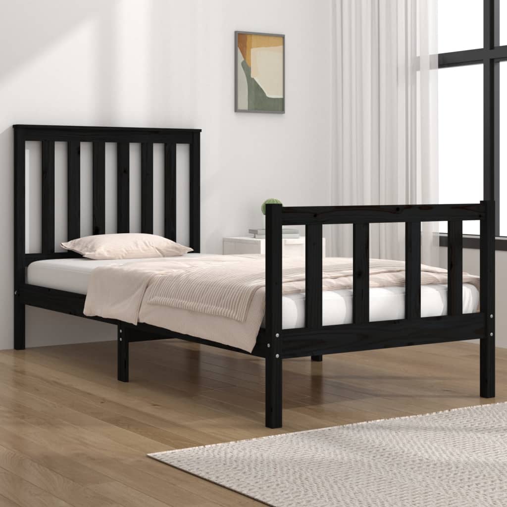  Bed Frame Platform Bed Wooden Bedstead with Headboard Solid Wood Pine vidaXL
