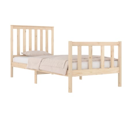 vidaXL Lovos rėmas, 90x190cm, pu&scaron;ies medienos masyvas, vienvietis