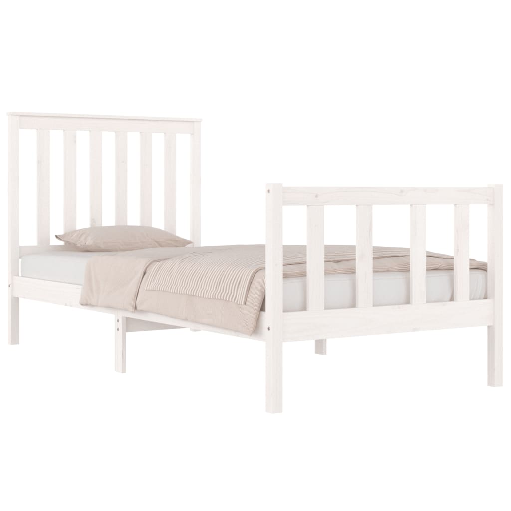 

vidaXL Bedframe massief grenenhout wit 90x190 cm 3FT Single