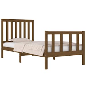 vidaXL Lovos rėmas, medaus rudas, 90x190cm, pu&scaron;is, vienvietis