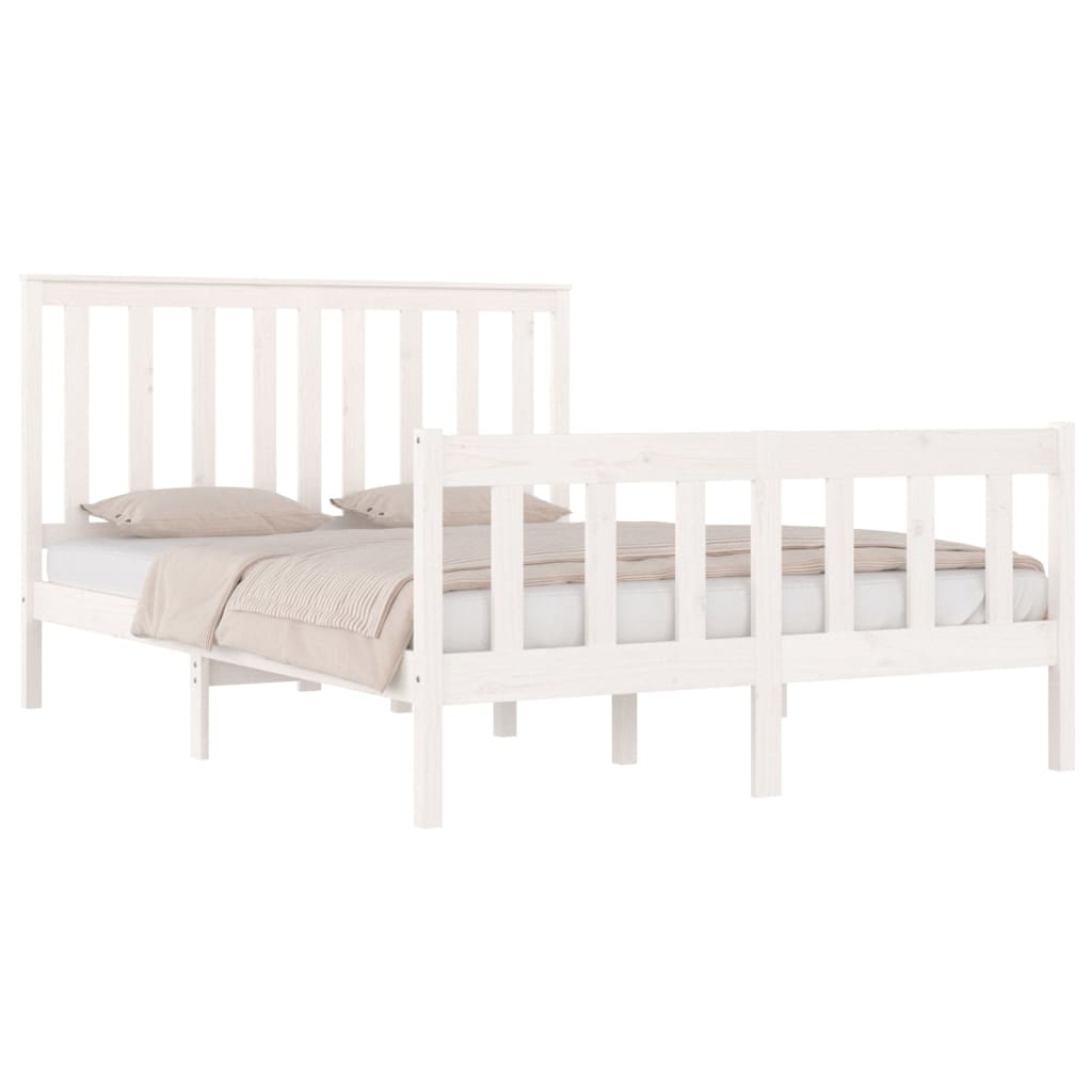 

vidaXL Bedframe massief grenenhout wit 140x190 cm