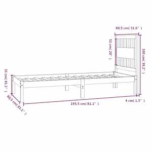 Rám postele bílý masivní borovice 75 x 190 cm malé jednolůžko - obrázek 9