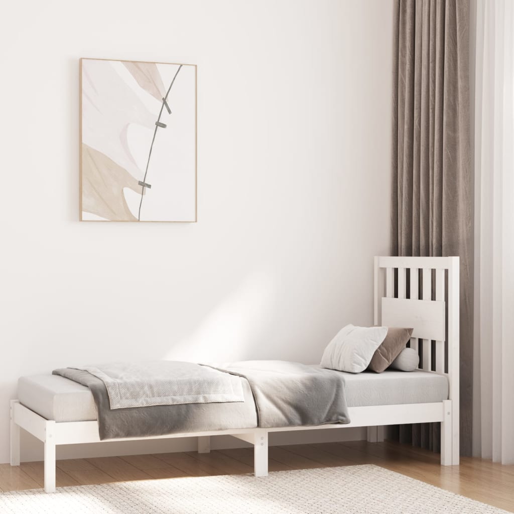 vidaXL Rama ka, biaa, lite drewno sosnowe, 75x190 cm, pojedyncza
