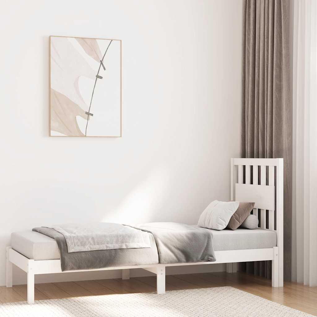 vidaXL Rama ��ka, bia�a, lite drewno sosnowe, 75x190 cm, pojedyncza
