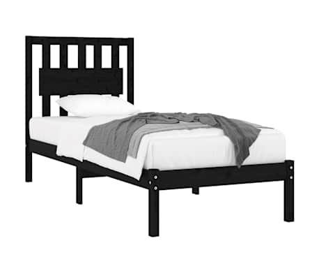 vidaXL Sengeramme svart heltre furu 75x190 cm Small Single
