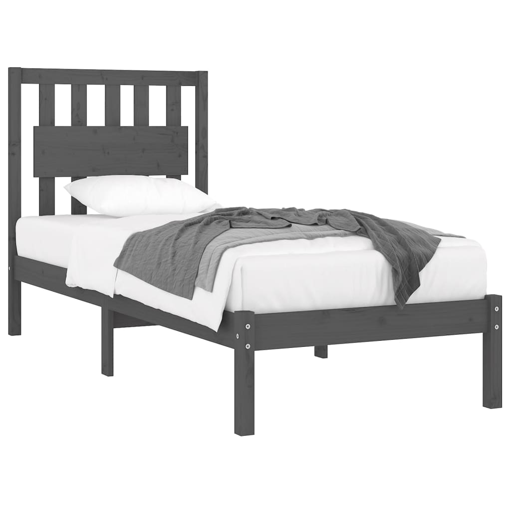 vidaXL Bedframe massief grenenhout grijs 90x190 cm 3FT Single