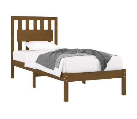 vidaXL Lovos rėmas, medaus rudas, 90x190cm, pu&scaron;is, vienvietis