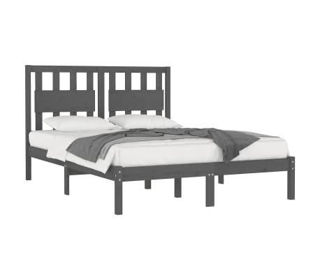 vidaXL Estrutura de cama pequena casal 120x190 cm pinho maciço cinza