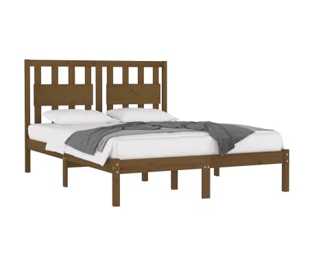 vidaXL Lovos rėmas, medaus rudas, 120x190cm, pu&scaron;ies masyvas, dvivietis
