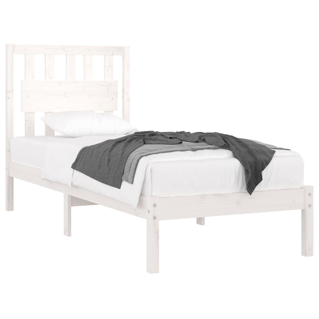 vidaXL Bedframe massief grenenhout wit 90x200 cm