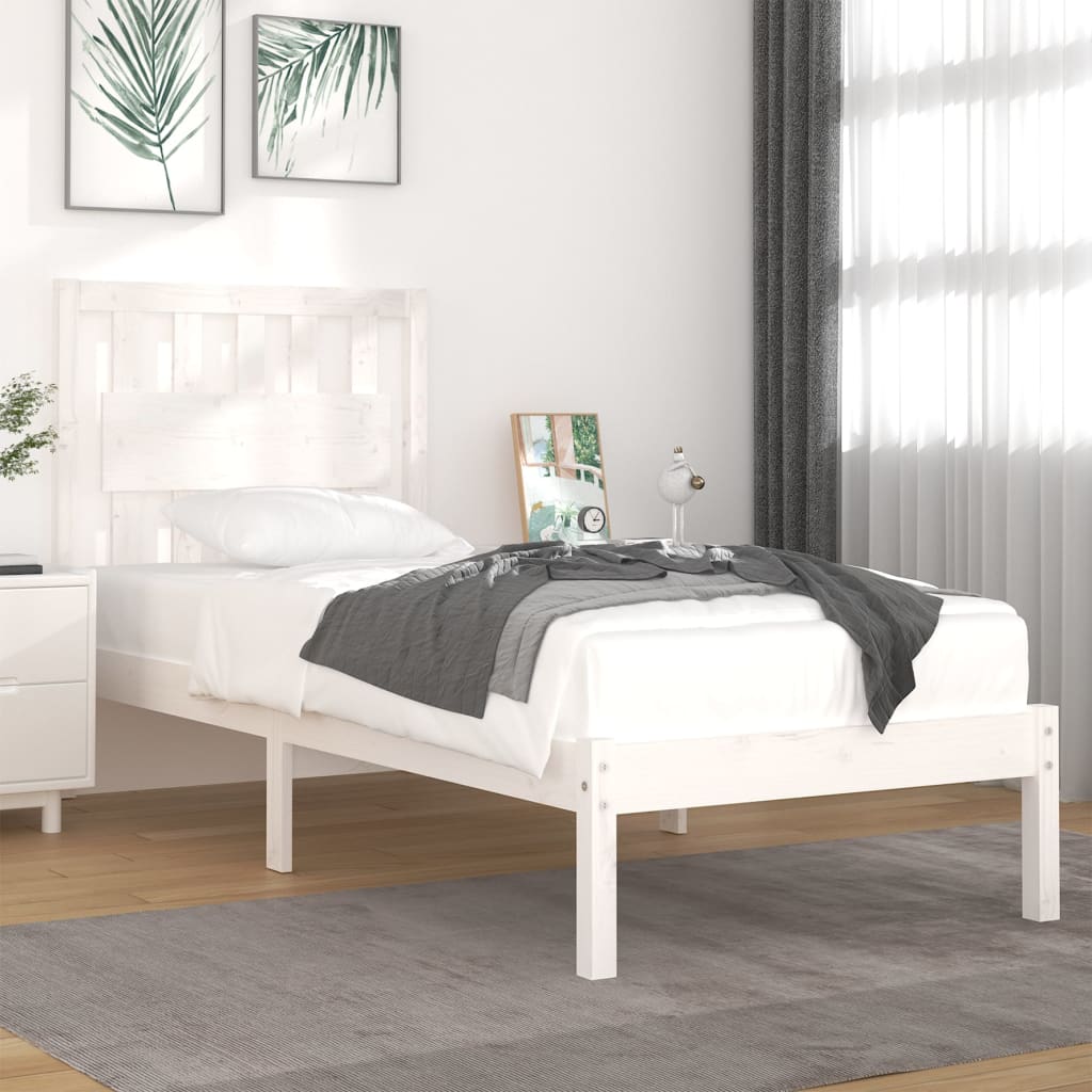 vidaXL Rama ��ka, bia�a, lite drewno sosnowe, 90x200 cm