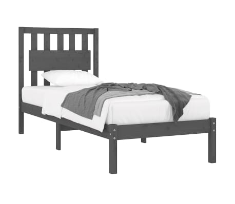 vidaXL Estrutura cama solteiro 90x200 cm pinho maciço cinzento