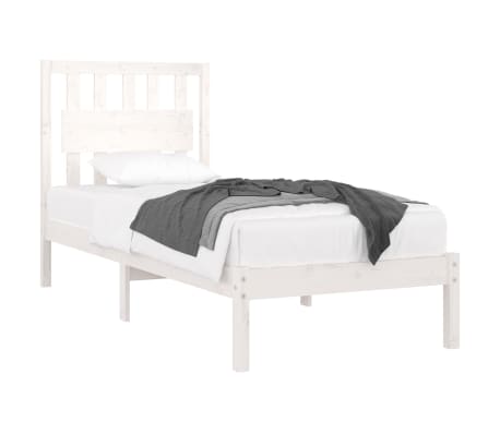vidaXL Bed Frame without Mattress White Solid Wood 100x200 cm (810008+818556)