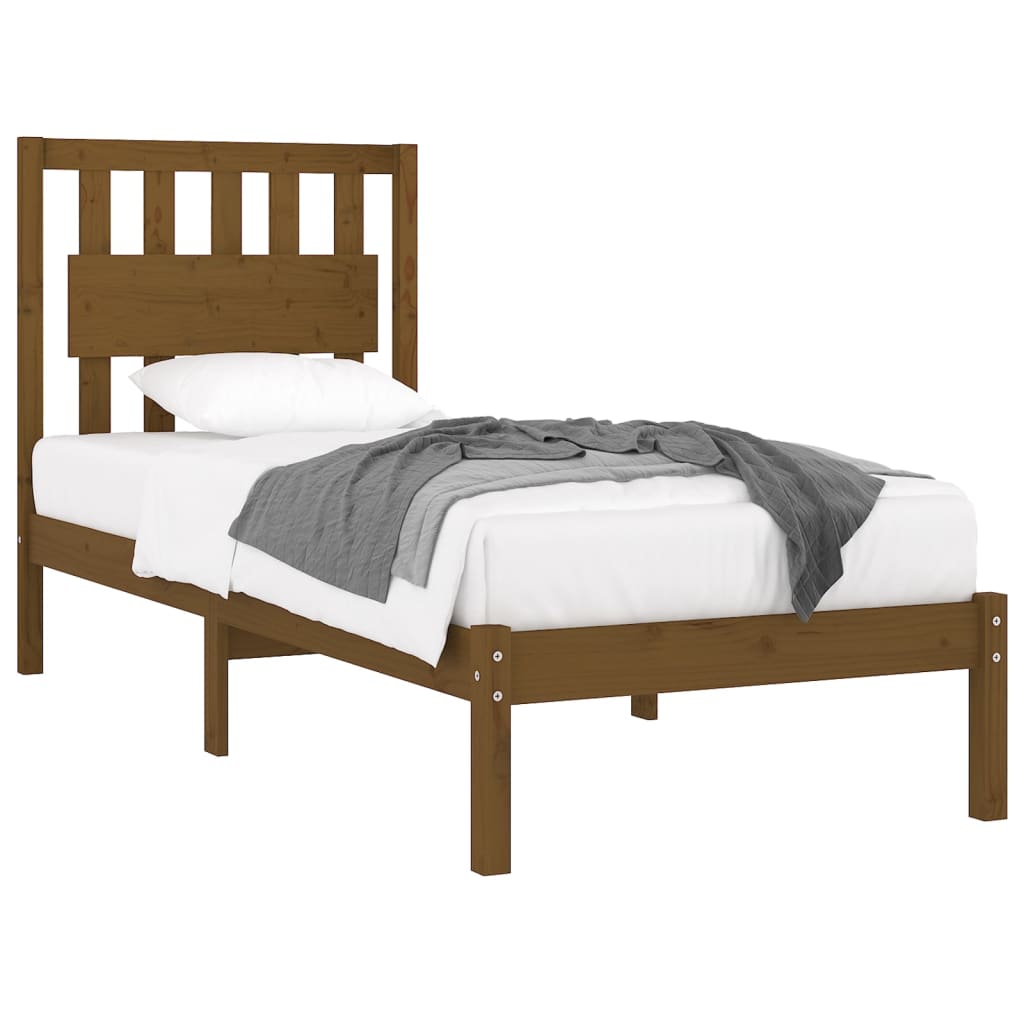 vidaXL Bedframe massief grenenhout honingbruin 100x200 cm afbeelding