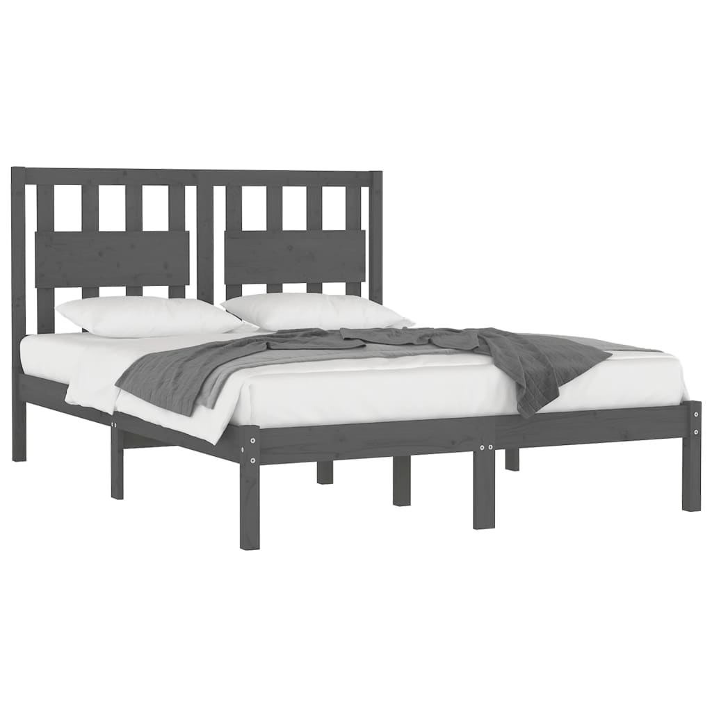 vidaXL Bed Frame Grey Solid Wood Pine 140x200 cm