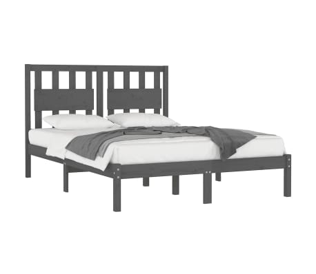 vidaXL Bed Frame Grey Solid Wood Pine 140x200 cm