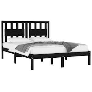 vidaXL Lovos rėmas, juodos spalvos, 140x200cm, pušies medienos masyvas