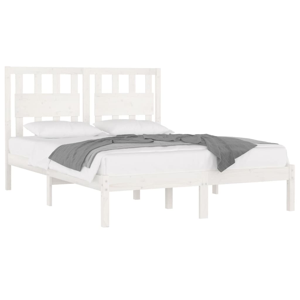 vidaXL Bedframe massief grenenhout wit 150x200 cm 5FT King Size