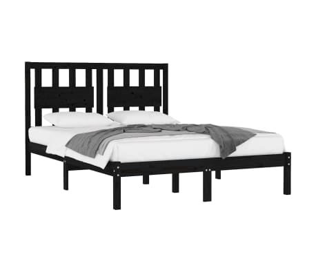 vidaXL Bed Frame Black Solid Wood Pine 160x200 cm