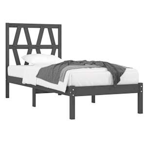 vidaXL Lovos rėmas, pilkas, 75x190cm, pu&scaron;ies masyvas, vienvietis