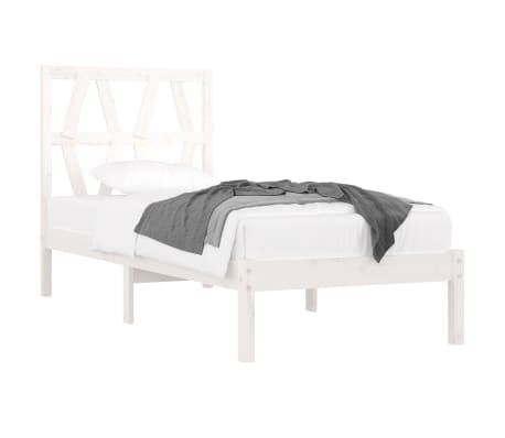 vidaXL Sengeramme hvit heltre furu 90x190 cm Single