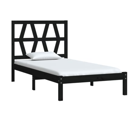 vidaXL Rama ł&oacute;żka, czarna, lite drewno sosnowe, 90x190 cm, pojedyncza