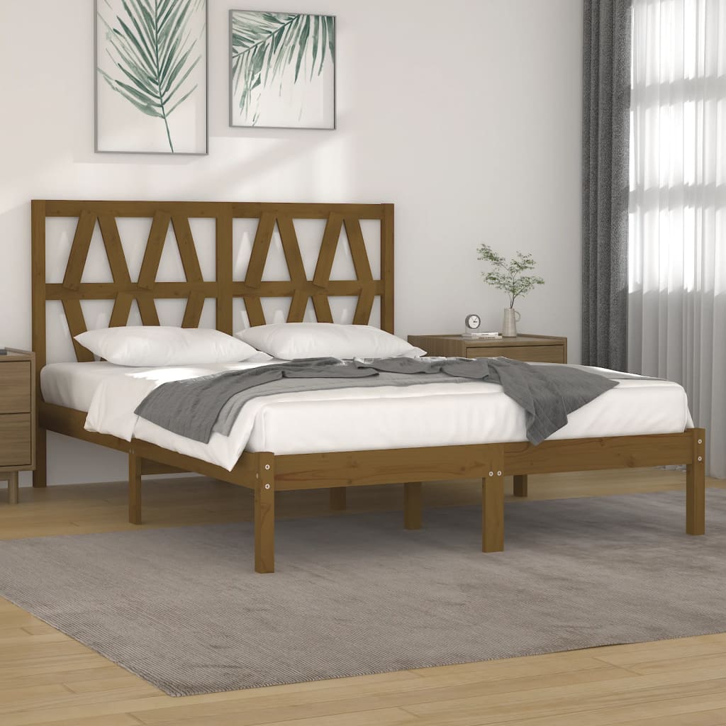 Rám postele medový masivní borovice 120 x 190 cm malé dvojlůžko