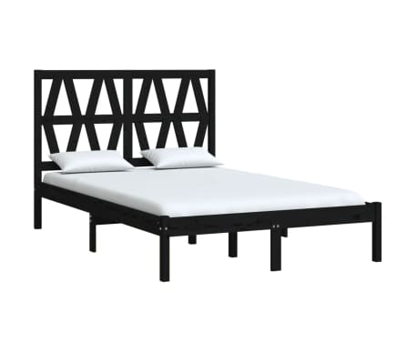 vidaXL Bed Frame without Mattress Black Solid Wood Small Double